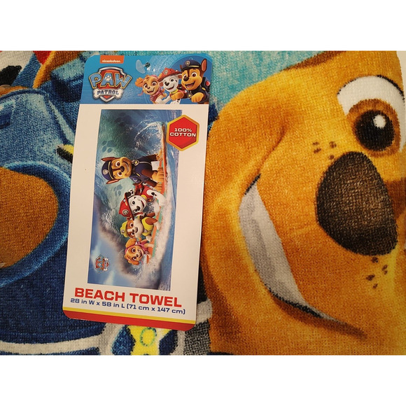 Nickelodeon Paw Patrol Beach Towel Chase Marshall Skye 28 x 58” 100% Cotton NWT - Picture 2 of 4
